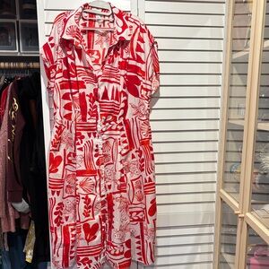 Live 4 Truth Red and White Graphic Midi Dress